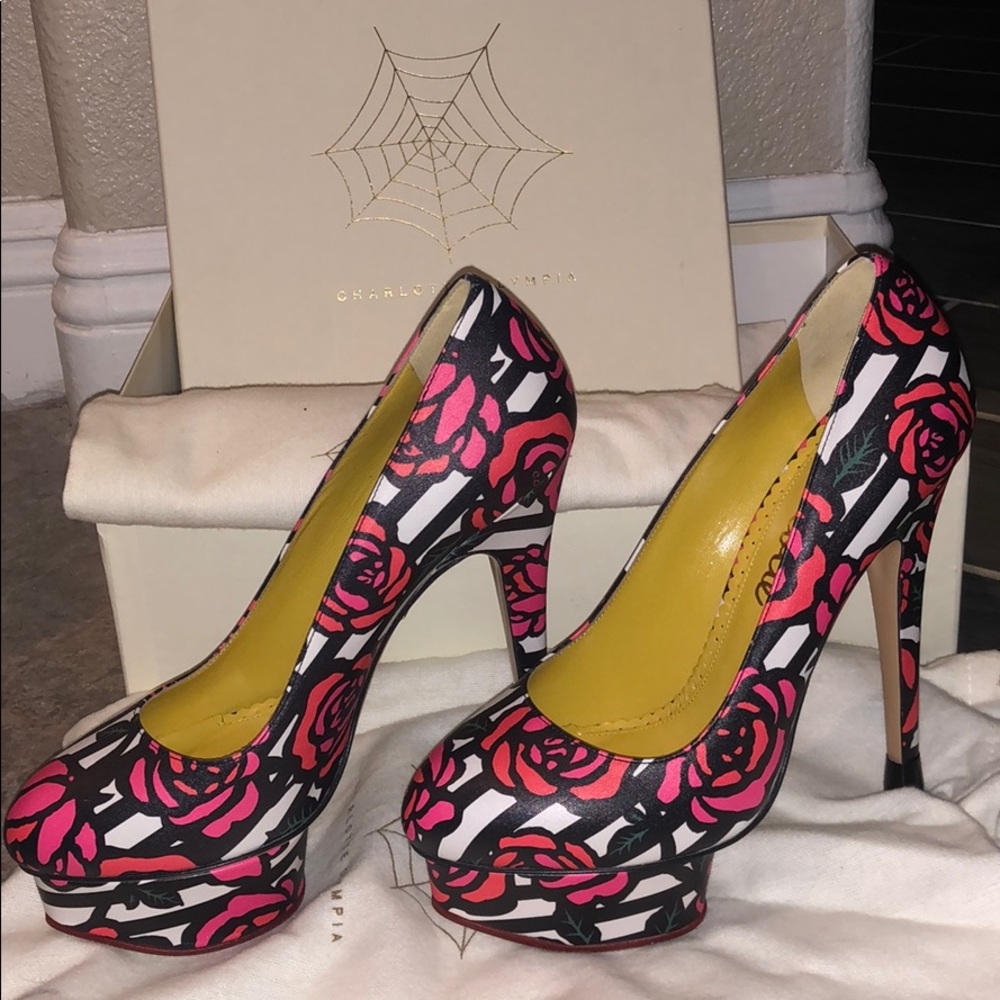 Brand new Charlotte Olympia rose high heels